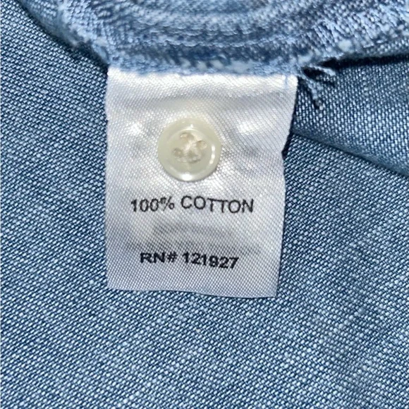 johnnie-O Natalia Chambray Blue 100% Cotton Puff Sleeve Button Blouse Small NWT - Picture 11 of 13